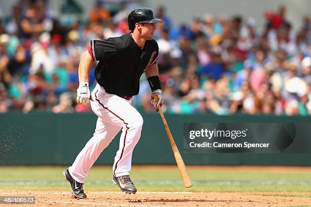 Paul Goldschmidt of the Diamondbacks bats during the MLB match between the Los Angeles Dodgers and the Arizona Diamondbacks at Sydney Cricket Ground...