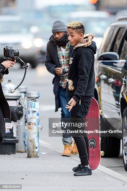 Jaden Smith is seen shooting a music video for his song "Hello" on February 25, 2013 in New York City.