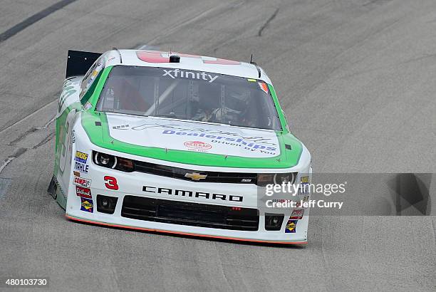 Ty Dillon, driver of the Red Kap/Alsco/Larry Miller Dealership Chevrolet, drives during practice for the NASCAR XFINITY Series July Kentucky Race at...