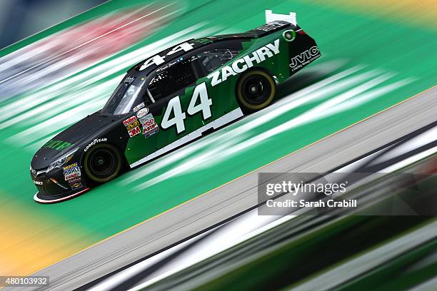 David Starr, driver of the Zachry Toyota, drives during practice for the NASCAR XFINITY Series July Kentucky Race at Kentucky Speedway on July 9,...