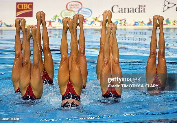 Team Brazil performs the Synchronized Swimming Team Technical Routine during the Toronto 2015 Pan American Games in Toronto, Canada July 9, 2015 ....