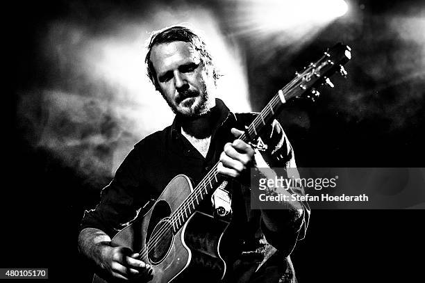 Singer-songwriter Gisbert zu Knyphausen performs live on stage during a concert as support for Die Hoechste Eisenbahn at Astra on July 9, 2015 in...