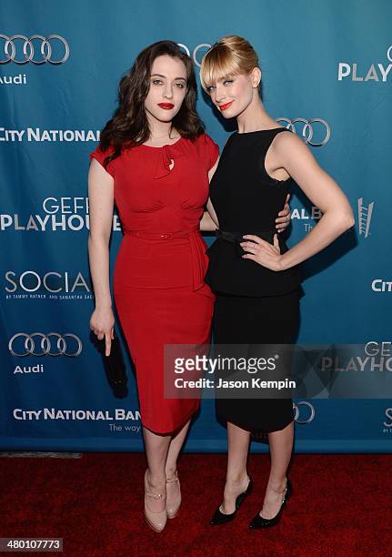 Kat Dennings and Beth Behrs attend Geffen Playhouse's Annual "Backstage At The Geffen" Gala at Geffen Playhouse on March 22, 2014 in Los Angeles,...
