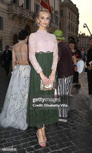 Tatiana Costanova attends the Valentinos 'Mirabilia Romae' haute couture collection fall/winter 2015 2016 at Piazza Mignanelli on July 9, 2015 in...