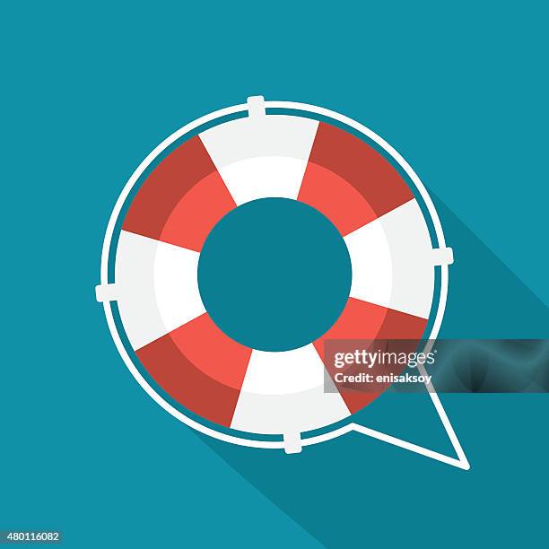 flat lifebuoy icon - buoy stock illustrations