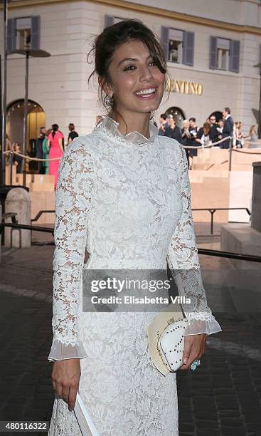 Alessandra Mastronardi attends the Valentinos 'Mirabilia Romae' haute couture collection fall/winter 2015 2016 at Piazza Mignanelli on July 9, 2015...