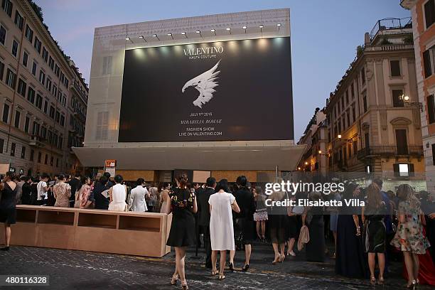 Atmosphere at the Valentinos 'Mirabilia Romae' haute couture collection fall/winter 2015 2016 at Piazza Mignanelli on July 9, 2015 in Rome, Italy.