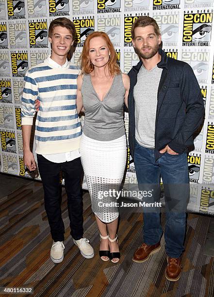 Actors Colin Ford, Marg Helgenberger and Mike Vogel attend the CBS Television Studios press room during Comic-Con International 2015 at the Hilton...
