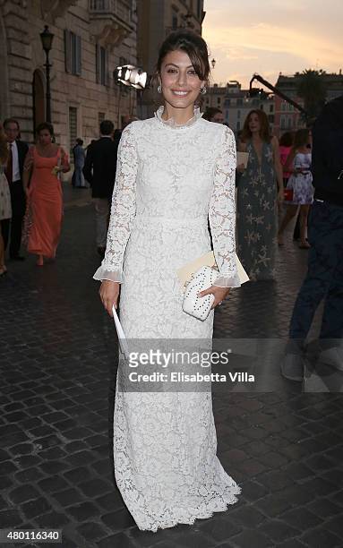 Alessandra Mastronardi attends the Valentinos 'Mirabilia Romae' haute couture collection fall/winter 2015 2016 at Piazza Mignanelli on July 9, 2015...