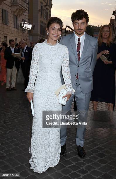 Alessandra Mastronardi and Edoardo Natoli attend the Valentinos 'Mirabilia Romae' haute couture collection fall/winter 2015 2016 at Piazza Mignanelli...