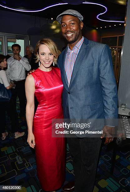 Rachel McAdams and Lennox Lewis attend the Canadian Premiere of 'Southpaw' at Scotiabank Theatre on July 9, 2015 in Toronto, Canada.