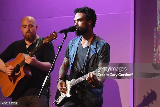 Recording artist Bilal performs during ' Apple Store Soho Presents Meet the Musician: Bilal' at Apple Store Soho on July 9, 2015 in New York City.