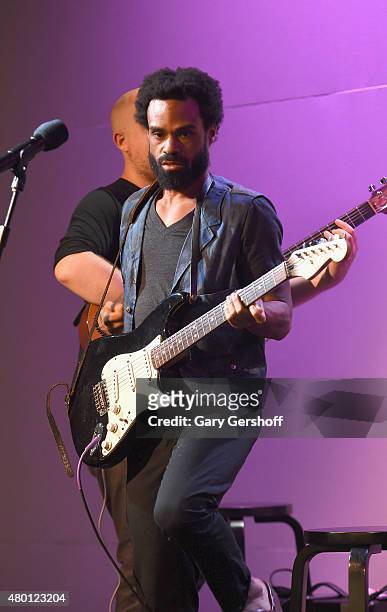 Recording artist Bilal performs during ' Apple Store Soho Presents Meet the Musician: Bilal' at Apple Store Soho on July 9, 2015 in New York City.