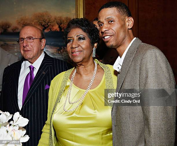 Record producer/ music industry executive Clive Davis, singer Aretha Franklin and Kecalf Cunningham attend Aretha Franklin's 72nd Birthday...
