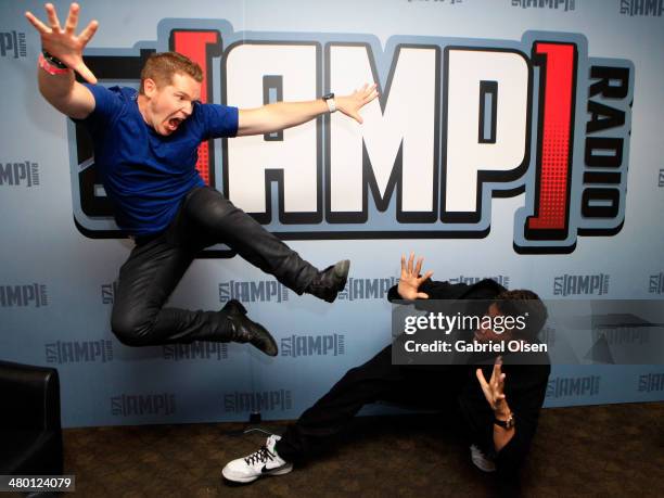 Radio host Casey McCabe and DJ Nick van de Wall aka Afrojack attend 97.1 AMP RADIO's Amplify 2014 concert at the Hollywood Palladium on March 22,...