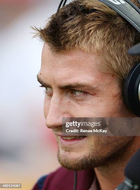 Injured Manly five eighth Kieran Foran during the round three NRL match between the Manly-Warringah Sea Eagles and the Parramatta Eels at Brookvale...