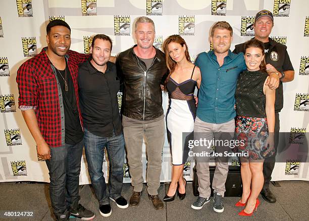 Actor Jocko Sims, writer/producer Hank Steinberg, actors Eric Dane, Rhona Mitra, Travis Van Winkle, Marissa Neitling and Adam Baldwin attend "The...