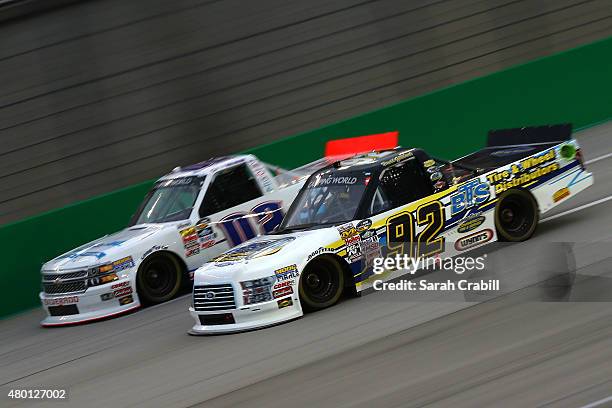 David Gilliland, driver of the Blacks Tire/Goodyear Commercial Tire & Service Network/Wynns Ford, and Tyler Young, driver of the AKL Insurance...