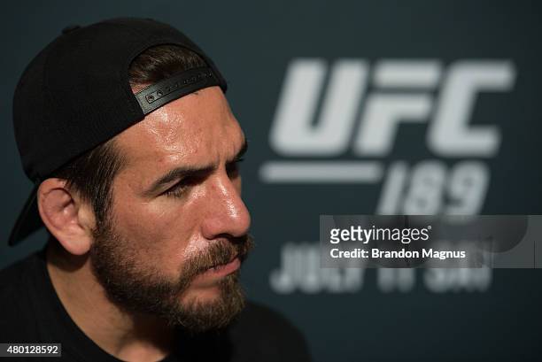 Kenny Florian speaks to the media during the UFC International Fight Week Ultimate Media Day at MGM Grand Hotel & Casino on July 9, 2015 in Las Vegas...