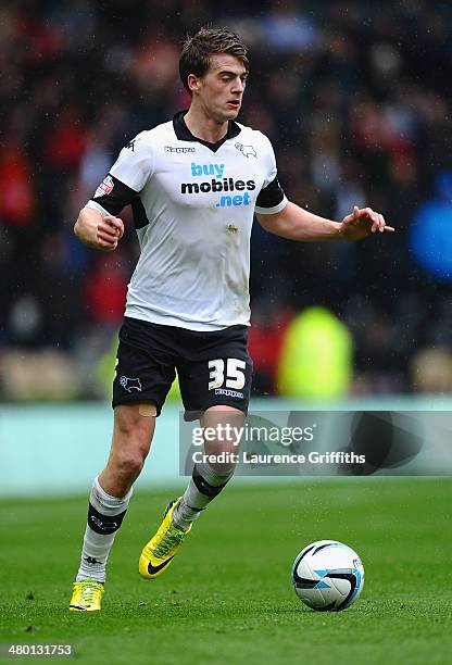 Patrick Bamford of Derby County in action during the Sky Bet Championship match between Derby County and Nottingham Forest at iPro Stadium on March...