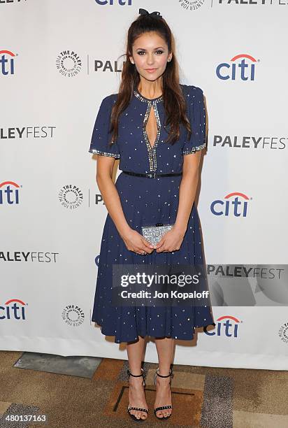 Actress Nina Dobrev arrives at the 2014 PaleyFest - "The Vampire Diaries" & "The Originals" on March 22, 2014 in Hollywood, California.