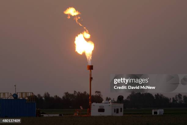 Gas is flared as waste from the Monterey Shale formation where gas and oil extraction using hydraulic fracturing, or fracking, is on the verge of a...