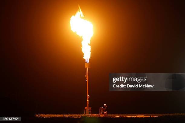 Gas is flared as waste from the Monterey Shale formation where gas and oil extraction using hydraulic fracturing, or fracking, is on the verge of a...