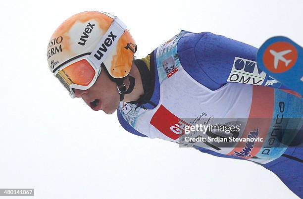 Thomas Diethart of Austria competes during the first round of the Large Hill Individual of the FIS Men's Ski Jumping World Cup on March 23, 2014 in...