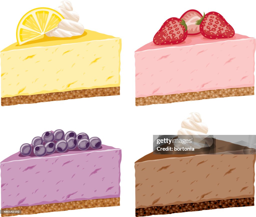 Different Cheesecake Flavor Icon Set