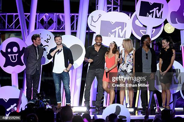 Actors Joseph Morgan, Daniel Gillies, Charles Michael Davis, Danielle Campbell, Leah Pipes, Yusuf Gatewood and Phoebe Tonkin from "The Originals"...