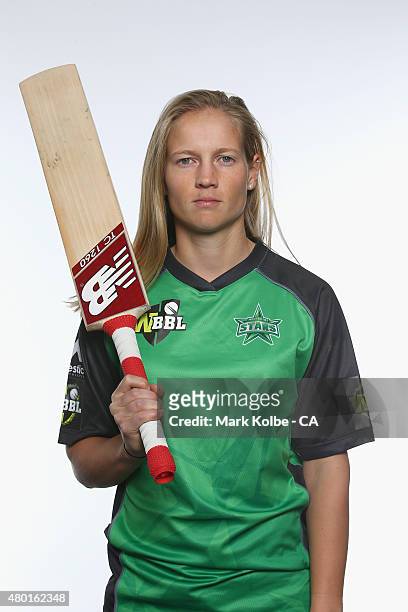 Meg Lanning of the Melbourne Stars poses during the Women's Big Bash League season launch at Luna Park on July 10, 2015 in Sydney, Australia.