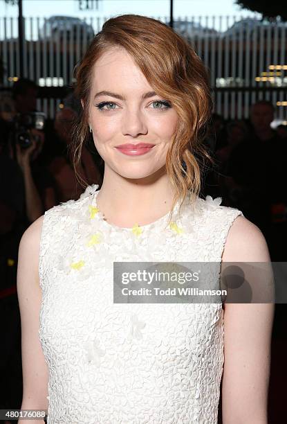 Emma Stone attends the Sony Pictures Classics premiere for "Irrational Man" hosted by Svedka Vodka, Hakkasan and Sabra at The WGA Theater on July 9,...