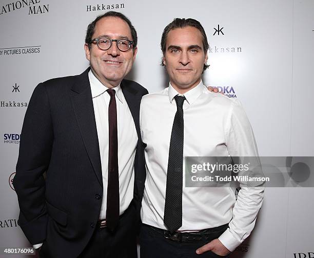 Sony Pictures Classics Co-President Michael Barker and Joaquin Phoenix attend the Sony Pictures Classics premiere for "Irrational Man" hosted by...