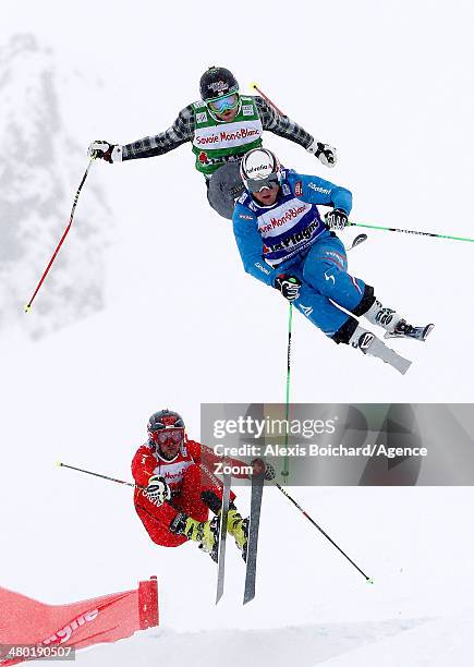 Christoph Wahrstoetter of Austria takes the 2nd place during the FIS Freestyle Ski World Cup Men's and Women's Ski Cross on March 23, 2014 in La...