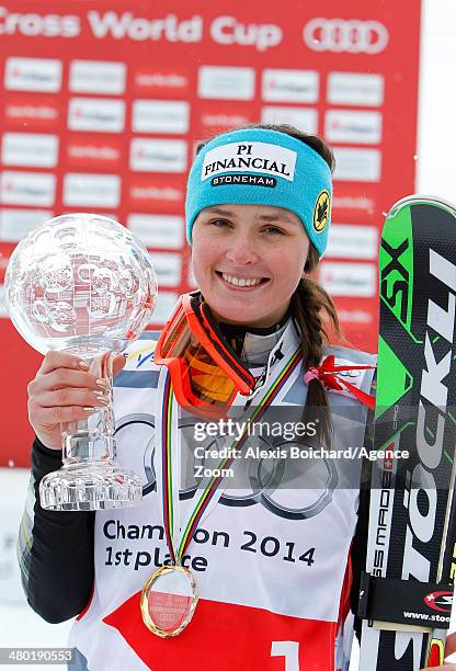 Marielle Thompson of Canada wins the Overall Ski Cross World Cup globe during the FIS Freestyle Ski World Cup Men's and Women's Ski Cross on March...