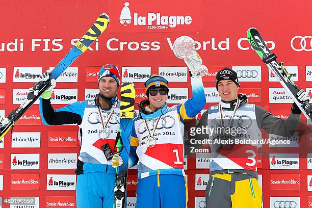 Victor Oehling Norberg of Sweden wins the Overall Ski Cross World Cup globe, Andreas Matt of Austria takes 2nd place in the Overall Ski Cross World...