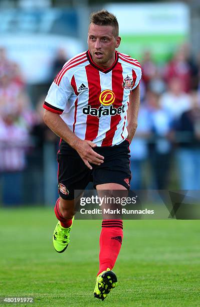 Emanuele Giaccherini of Sunderland in action during a pre season friendly between Darlington and Sunderland at Heritage Park on July 9, 2015 in...