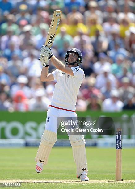 Adam Lyth of England bats during day three of the 1st Investec Ashes Test match between England and Australia at SWALEC Stadium on July 10, 2015 in...