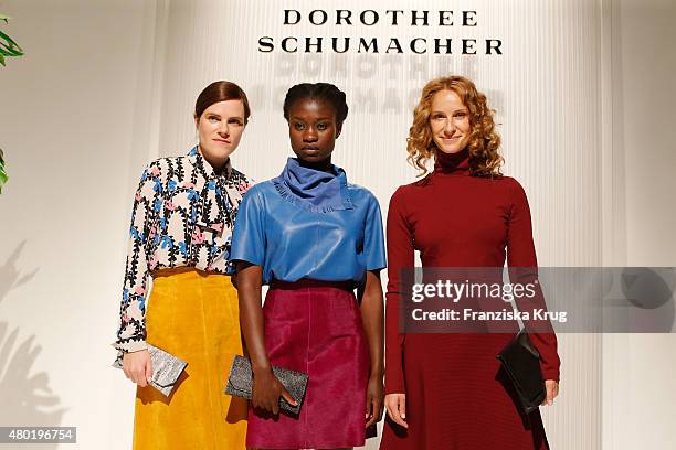 Fritzi Haberlandt, Lorna Ishema and Chiara Schoras attend the Dorothee Schumacher show during the Mercedes-Benz Fashion Week Berlin Spring/Summer...