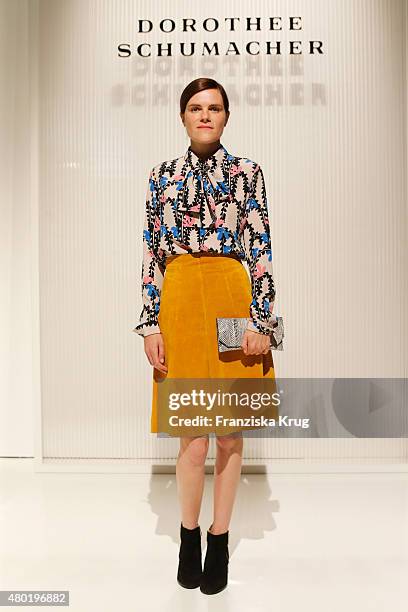 Fritzi Haberlandt attends the Dorothee Schumacher show during the Mercedes-Benz Fashion Week Berlin Spring/Summer 2016 at Stage at me Collectors Room...