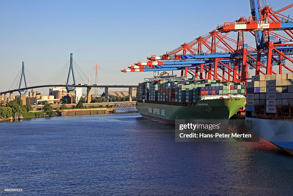 Container terminal, harbour of Hamburg, Germany