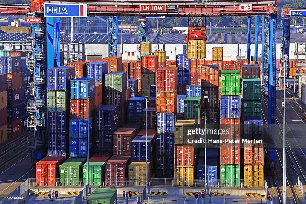 Container terminal, harbour of Hamburg, Germany