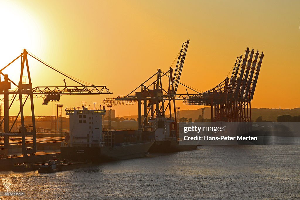 Container terminal, harbour of Hamburg, Germany