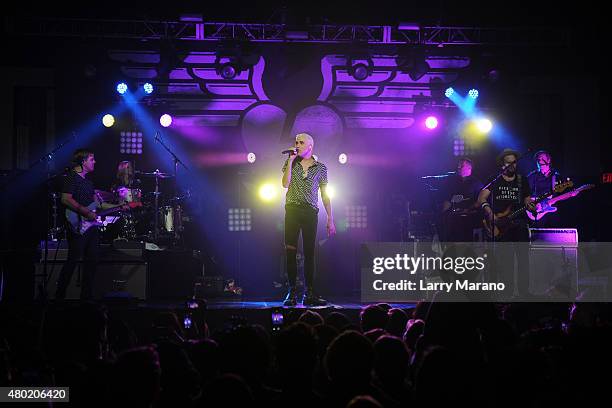 Chris Allen, Elaine Bradley, Tyler Glenn and Branden Campbell of Neon Trees perform at Revolution on July 9, 2015 in Fort Lauderdale, Florida.