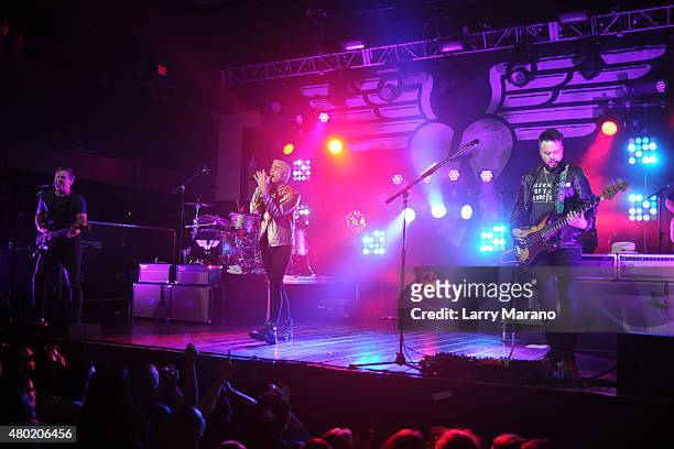 Chris Allen, Elaine Bradley, Tyler Glenn and Branden Campbell of Neon Trees perform at Revolution on July 9, 2015 in Fort Lauderdale, Florida.