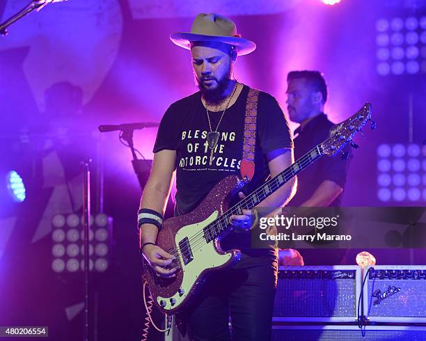 Branden Campbell of Neon Trees performs at Revolution on July 9, 2015 in Fort Lauderdale, Florida.