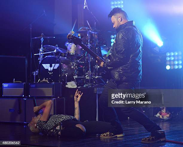 Tyler Glenn and Branden Campbell of Neon Trees perform at Revolution on July 9, 2015 in Fort Lauderdale, Florida.