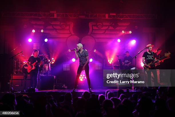 Chris Allen, Elaine Bradley, Tyler Glenn and Branden Campbell of Neon Trees perform at Revolution on July 9, 2015 in Fort Lauderdale, Florida.