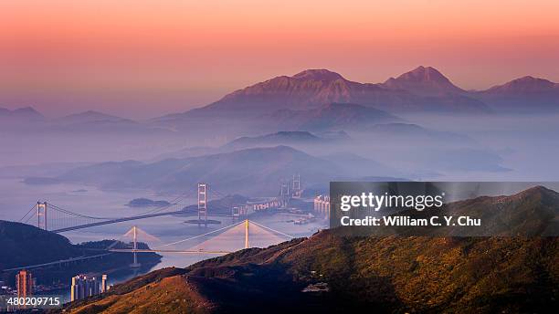 dawn at lantau peak & sunset peak, hong kong - lantau imagens e fotografias de stock