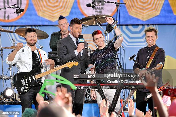 Jesse Palmer interviews Eli Maiman, Sean Waugaman, Nicholas Petricca, and Kevin Ray of Walk The Moon on ABC's "Good Morning America" at Rumsey...